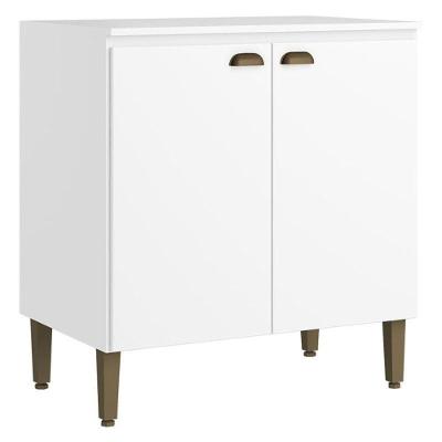 Balcão 80 Cm 2 Porta Com Tampo Moderna Branco- Thb