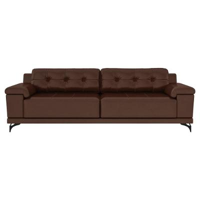 Sofá 220cm Decorativo Agostino Pu Marrom Gran Belo