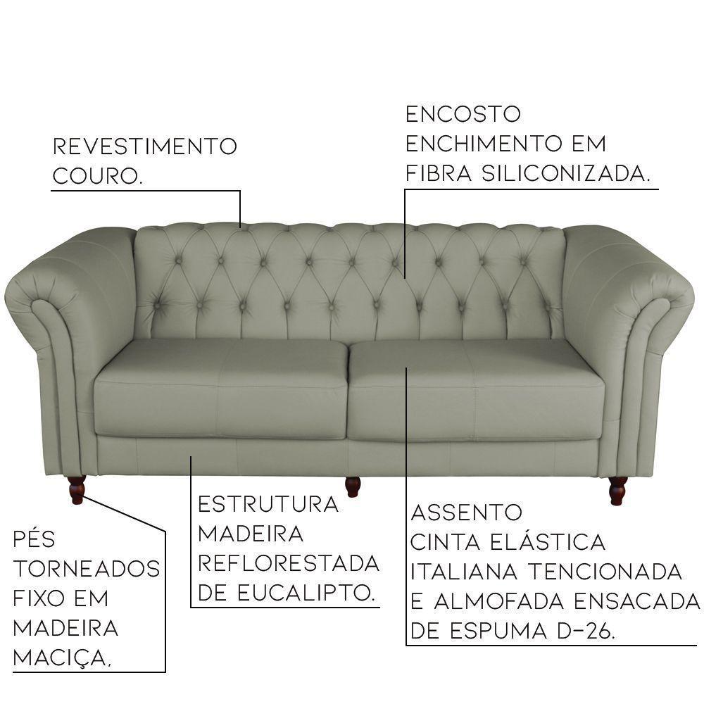 Sofá 2 Lugares Bérgamo 180cm Couro Fendi - 3