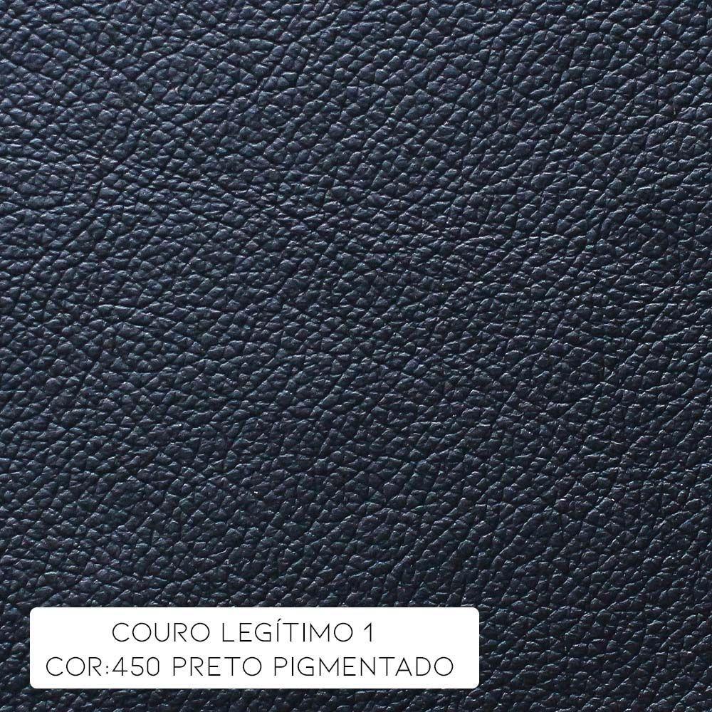 Sofá 2 Lugares com Pés Madeira Couro Preto Gran Belo - 3