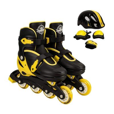 Patins Infantil Inline Com Kit De Proteção 34 A 37 Ajustável Preto