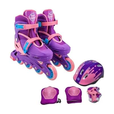 Patins Infantil Com Kit De Proteção Violeta