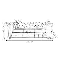 Sofá 3 Lugares Sala De Estar 235cm Chesterfield Pés Madeira - 3
