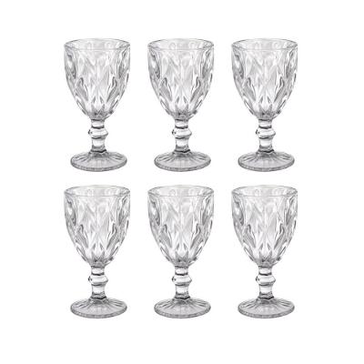 Kit Jogo De Taças De Vidro Diamante 340 Ml Com 6 Peças