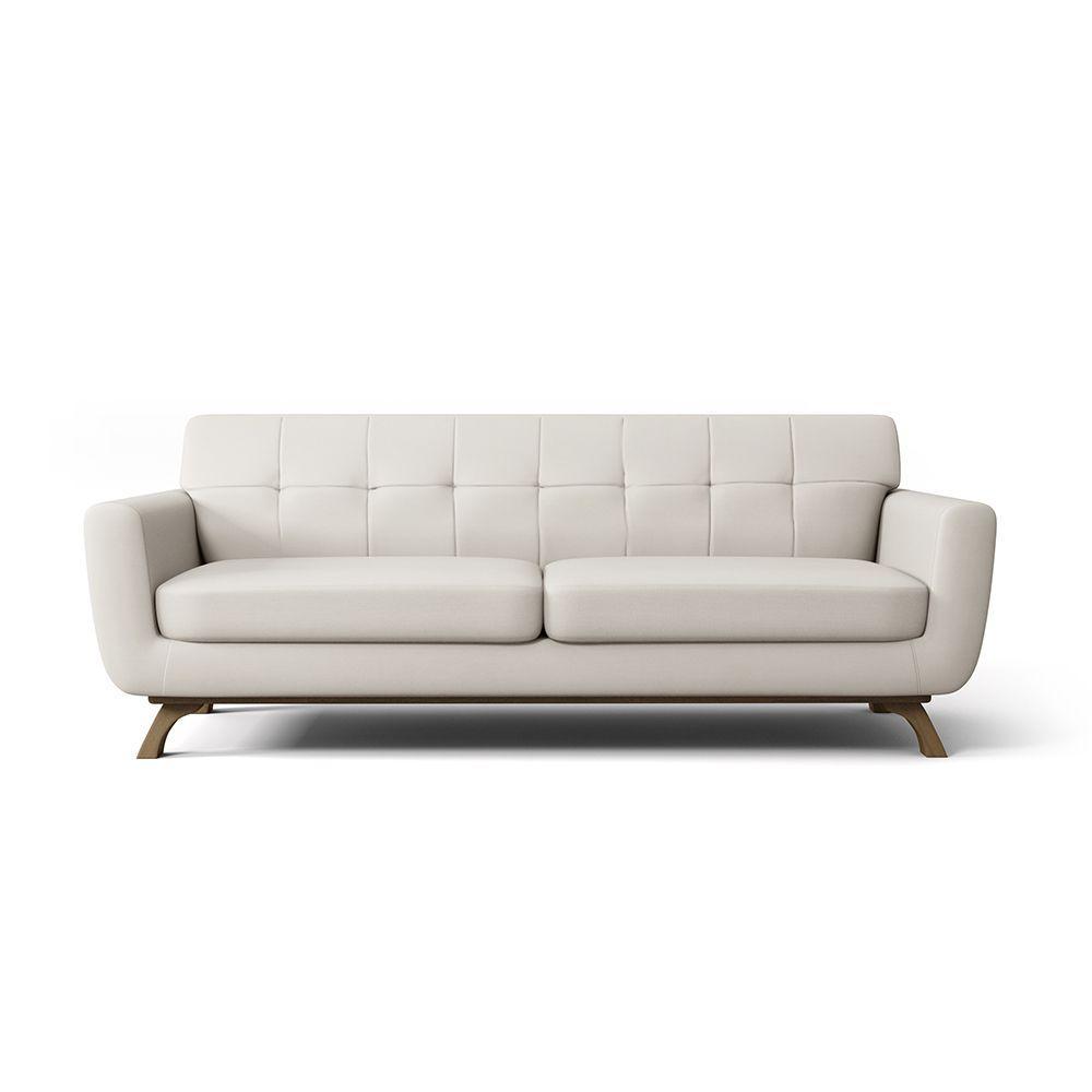 Sofá 3 Lugares Miami Linho Cru Base Fixa de Madeira D'Rossi - 1