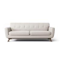 Sofá 3 Lugares Miami Linho Cru Base Fixa de Madeira D'Rossi - 1