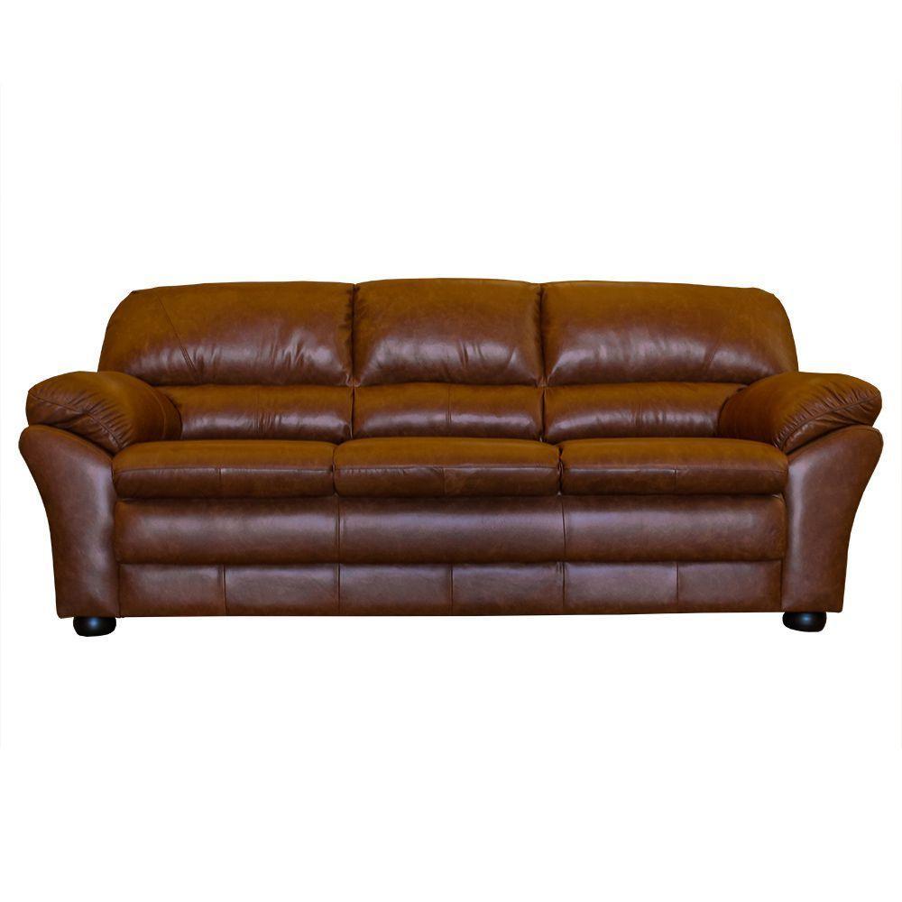 Sofá 3 Lugares Laura 212cm Couro Marrom Envelhecido - 1