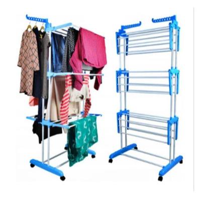 Multi Varal De Chão Com Bandejas E Pés Dobráveis 3 Andares Com Cabideiro - Branco