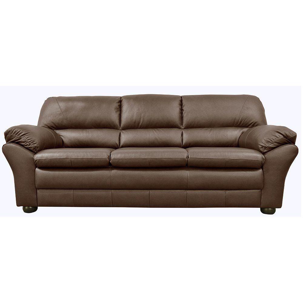 Sofá 3 Lugares Laura 212cm Couro Caramelo - 1