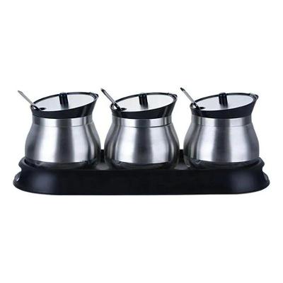 Conjunto 3 Unidades Porta Condimentos De Vidro 250ml - Inox