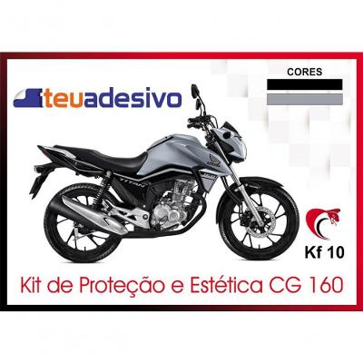Kit Adesivo Faixa Protetor Cg Titan 160 Cinza E Listra Ano 2018 A 2021