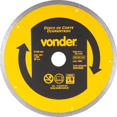 Disco Diamantado 200mm Contínuo Furo 25mm Xld Vonder