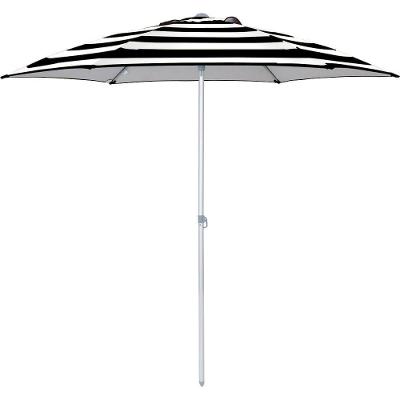 Guarda Sol Milagres 2,40 M Preto E Branco Listrado Alumínio Vareta Fibra Vidro 12755 Bel