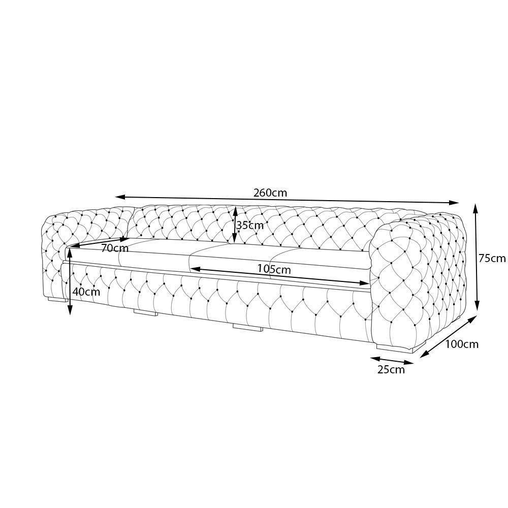 Sofá 4 Lugares Astúria 260cm Couro Natural Marrom Fosco - 3