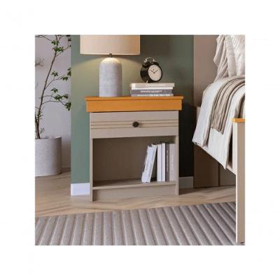 Mesa De Cabeceira England 1g Branco Brilho/freijó Branco Brilho