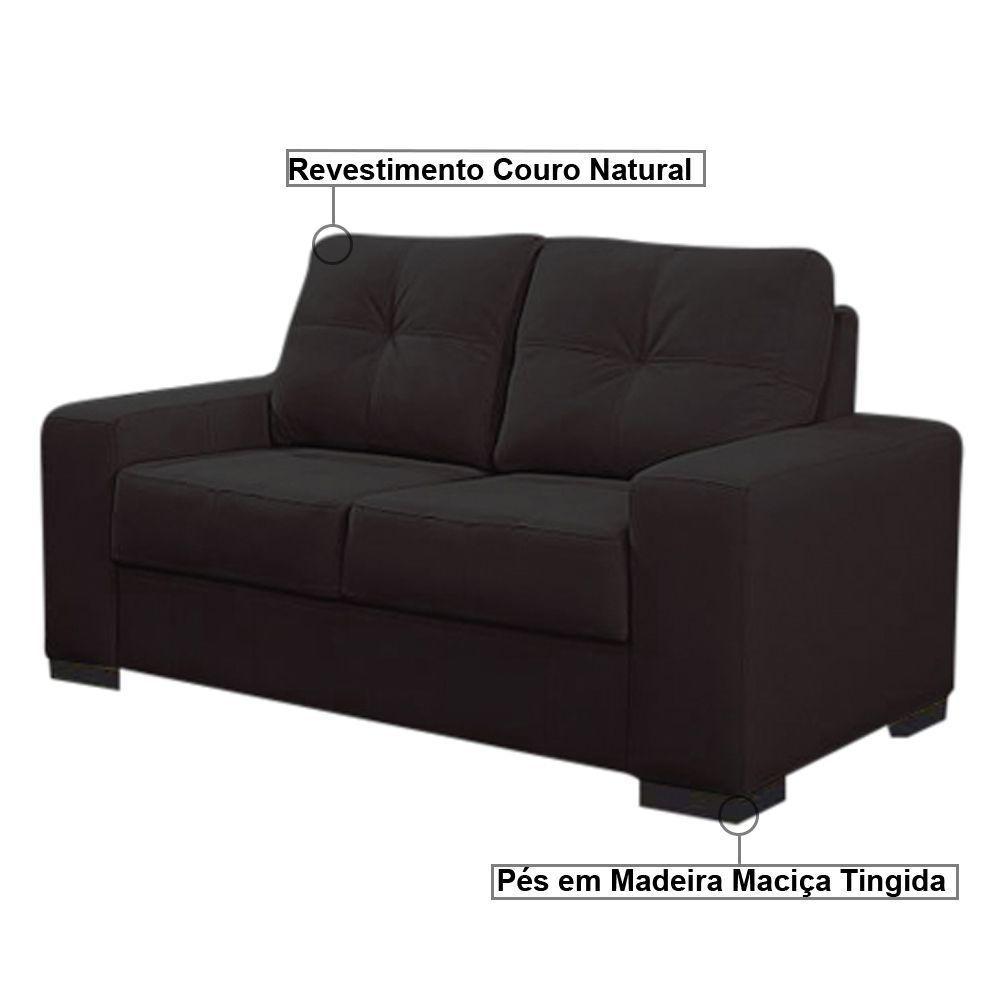 Sofá 2 Lugares 150cm Turim Couro Marrom Fosco - 2