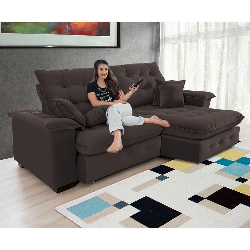 Sofá Coliseu 2.30m Retrátil E Reclinável Super Pillow - Marrom - 6