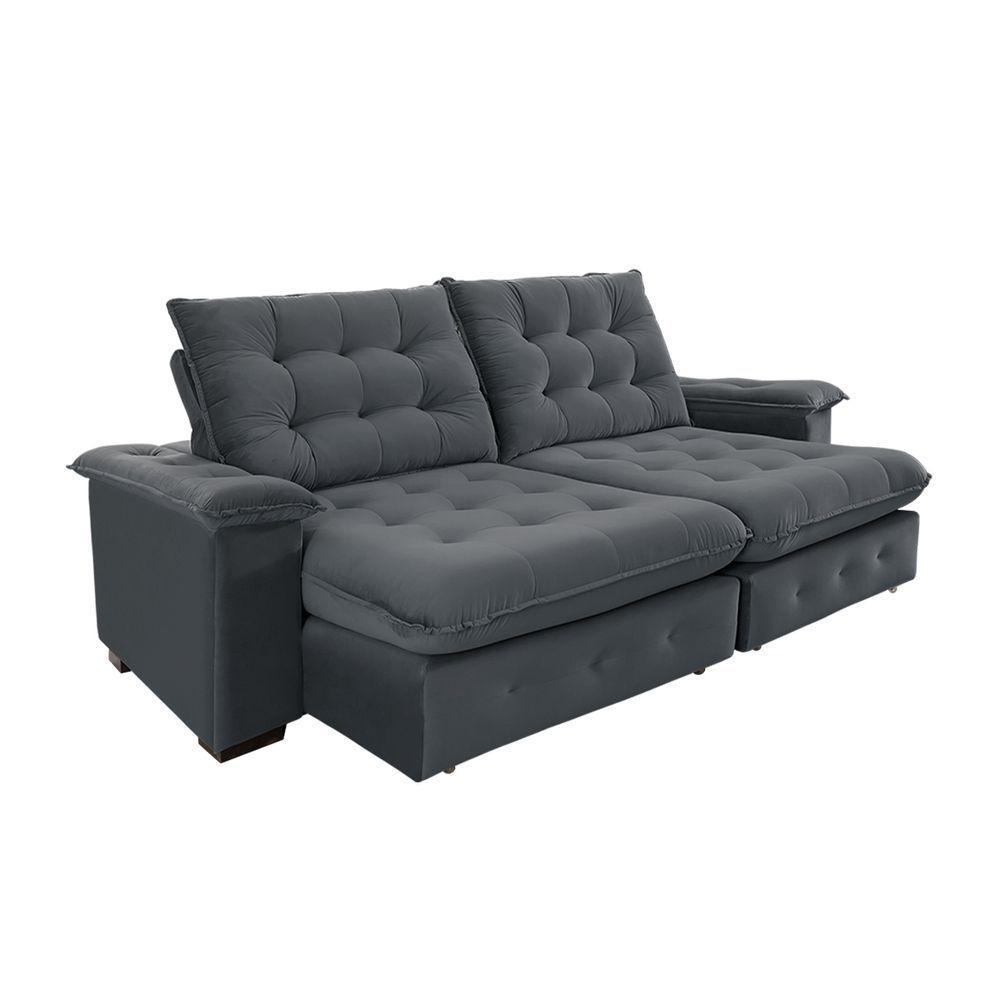 Sofá Coliseu 2.30m Retrátil E Reclinável Super Pillow - Chumbo - 6