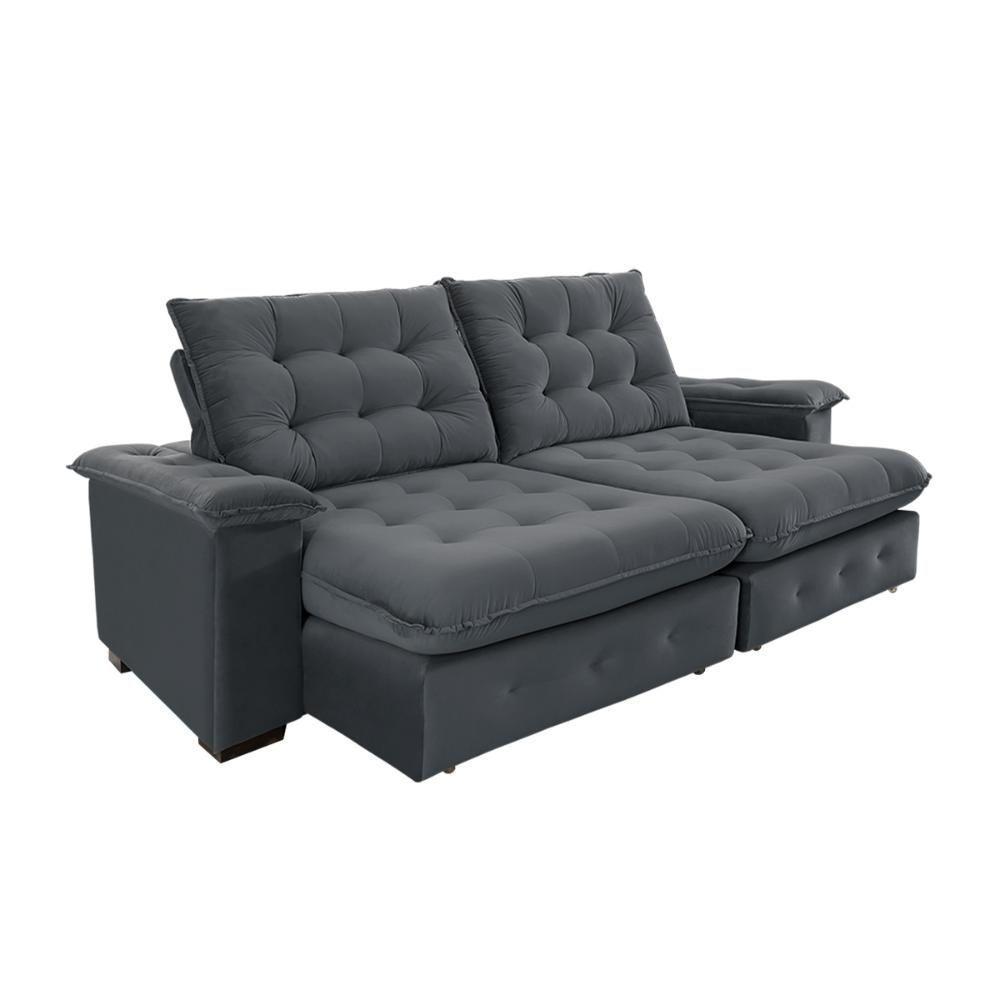 Sofá Coliseu 2.30m Retrátil E Reclinável Super Pillow - Chumbo - 7