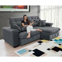Sofá Coliseu 2.30m Retrátil E Reclinável Super Pillow - Chumbo