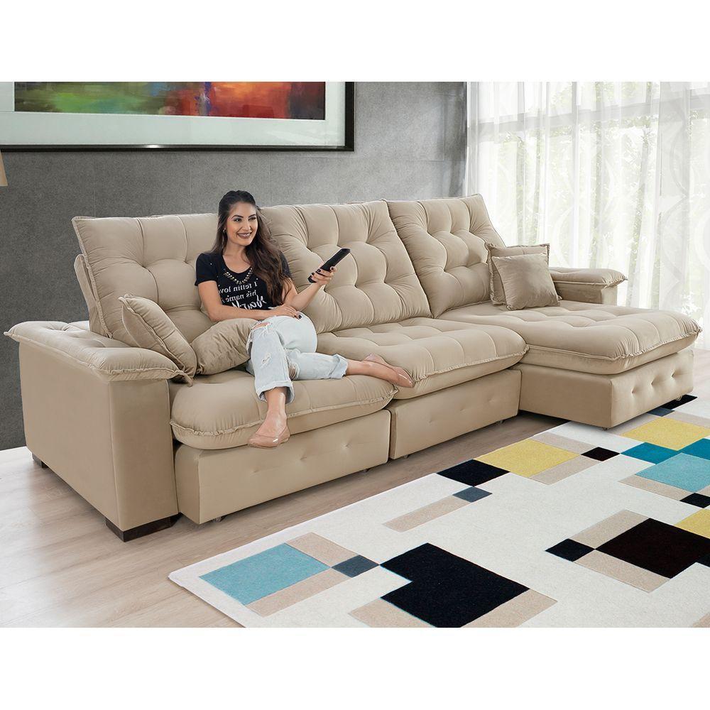 Sofá Coliseu 3.10m Retrátil E Reclinável Super Pillow - Bege - 2
