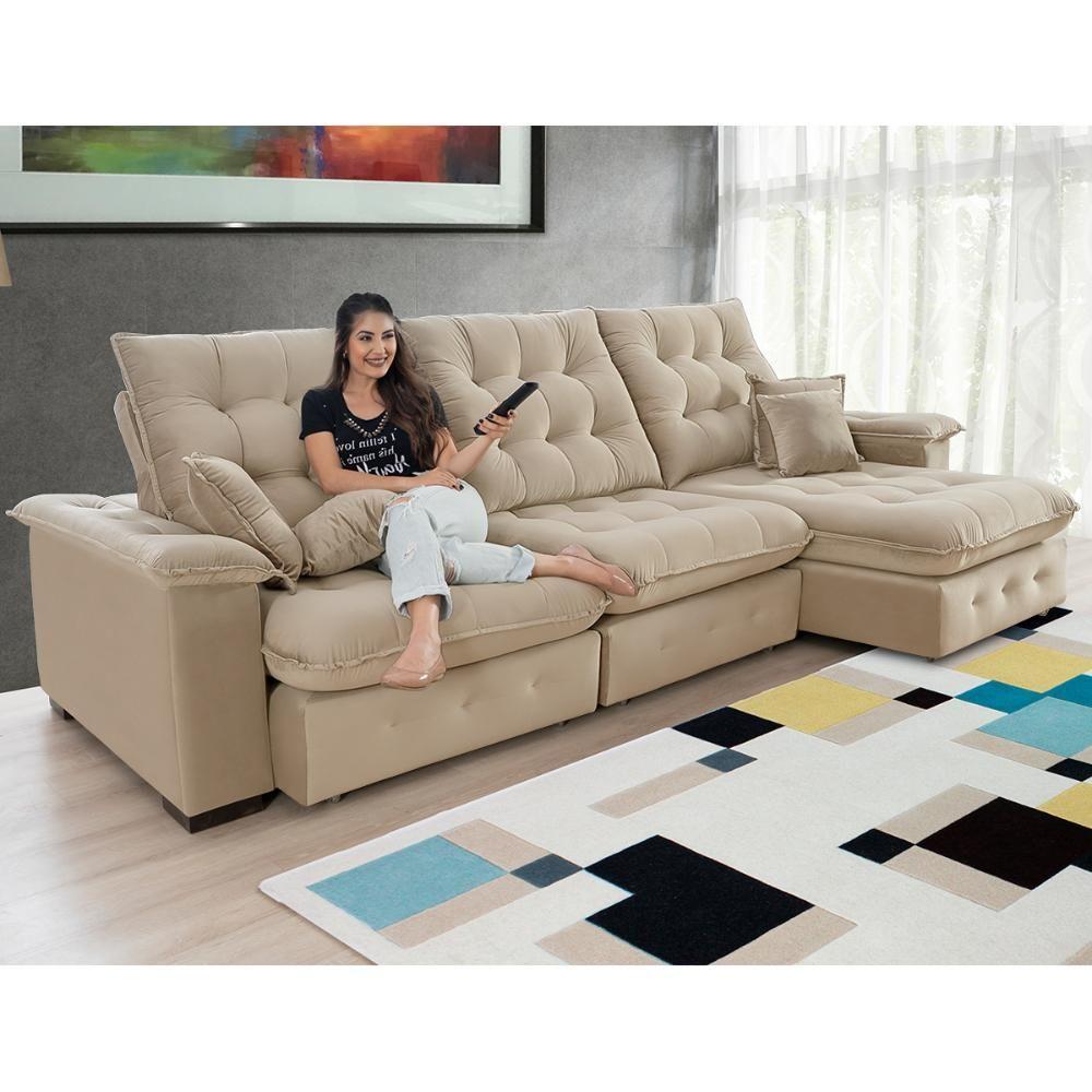 Sofá Coliseu 3.10m Retrátil E Reclinável Super Pillow - Bege - 7