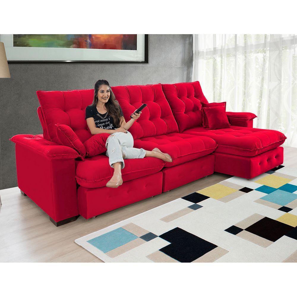Sofá Coliseu 2.90m Retrátil E Reclinável Super Pillow - Vermelho - 2