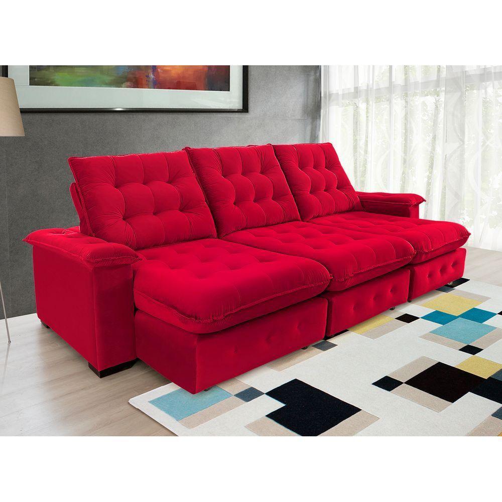 Sofá Coliseu 2.90m Retrátil E Reclinável Super Pillow - Vermelho - 6