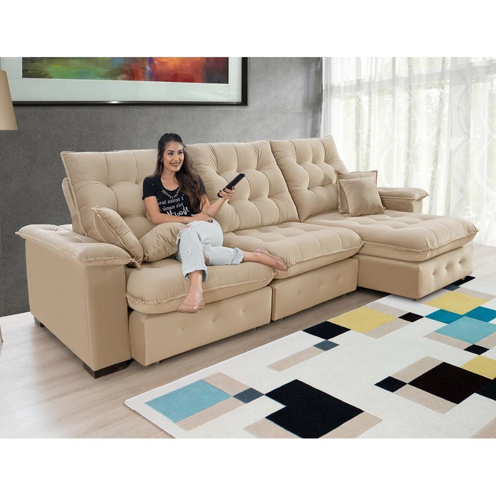 Sofá Coliseu 2.90m Retrátil E Reclinável Super Pillow - Bege - 4