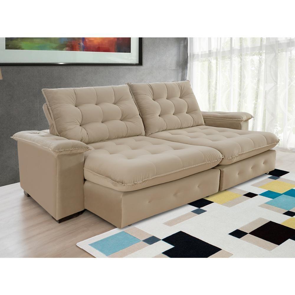 Sofá Coliseu 2.60m Retrátil E Reclinável Super Pillow - Bege - 1