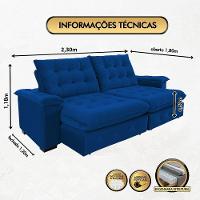Sofá Coliseu 2.30m Retrátil E Reclinável Super Pillow - Azul - 9