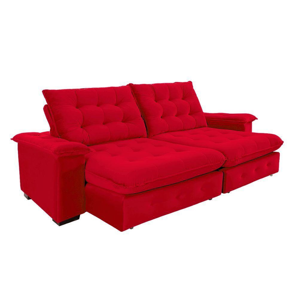 Sofá Coliseu 2.60m Retrátil E Reclinável Super Pillow - Vermelho - 4