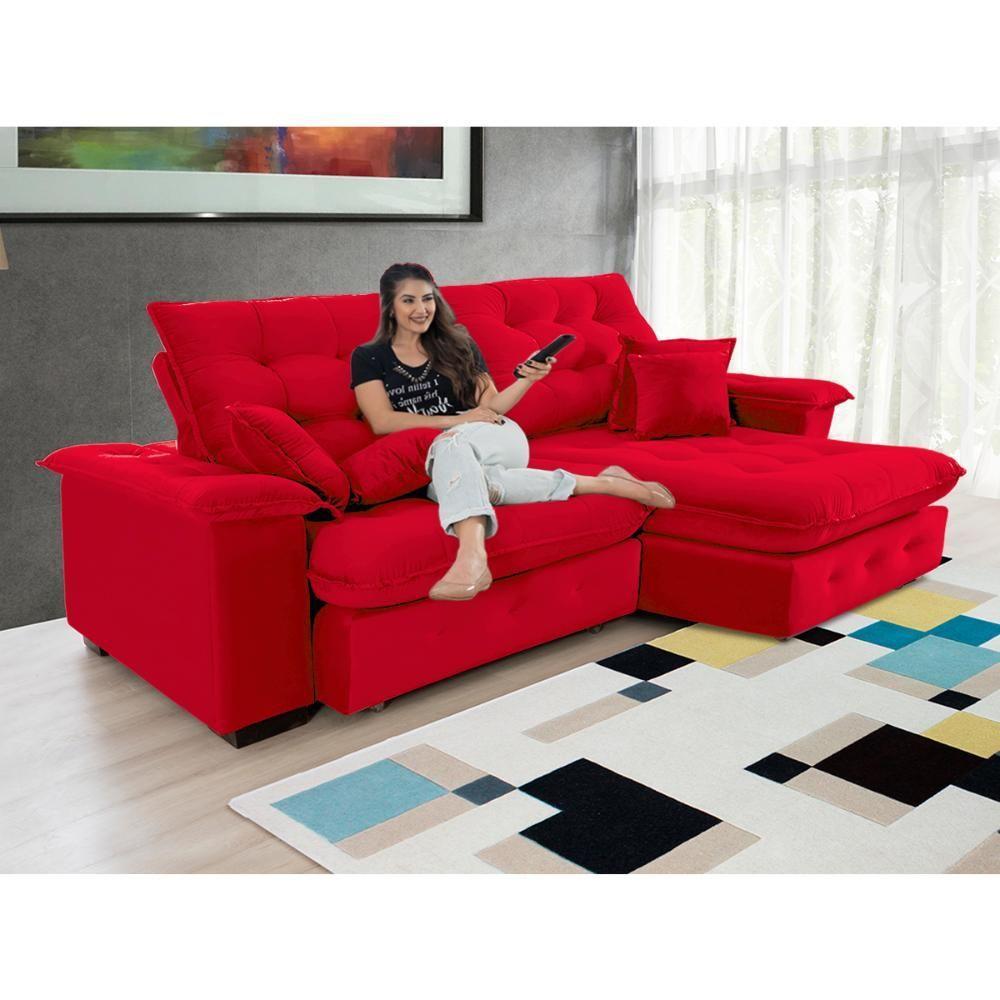 Sofá Coliseu 2.60m Retrátil E Reclinável Super Pillow - Vermelho - 6