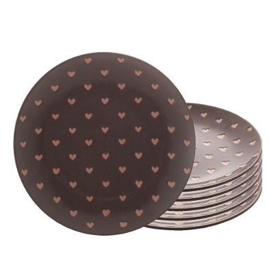 Jogo 6 Pratos De Sobremesa Em Cerâmica Coração Cinza Wolff 19,5cm