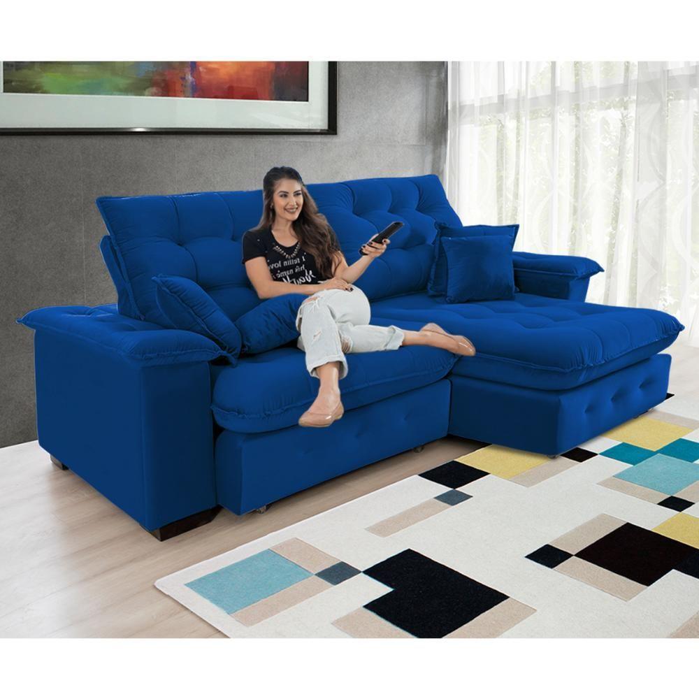 Sofá Coliseu 2.00m Retrátil E Reclinável Super Pillow - Azul - 3