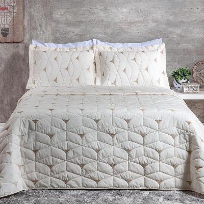 Cobre Leito King Berlim Percal 180 Fios Bordado 3 Peças Palha