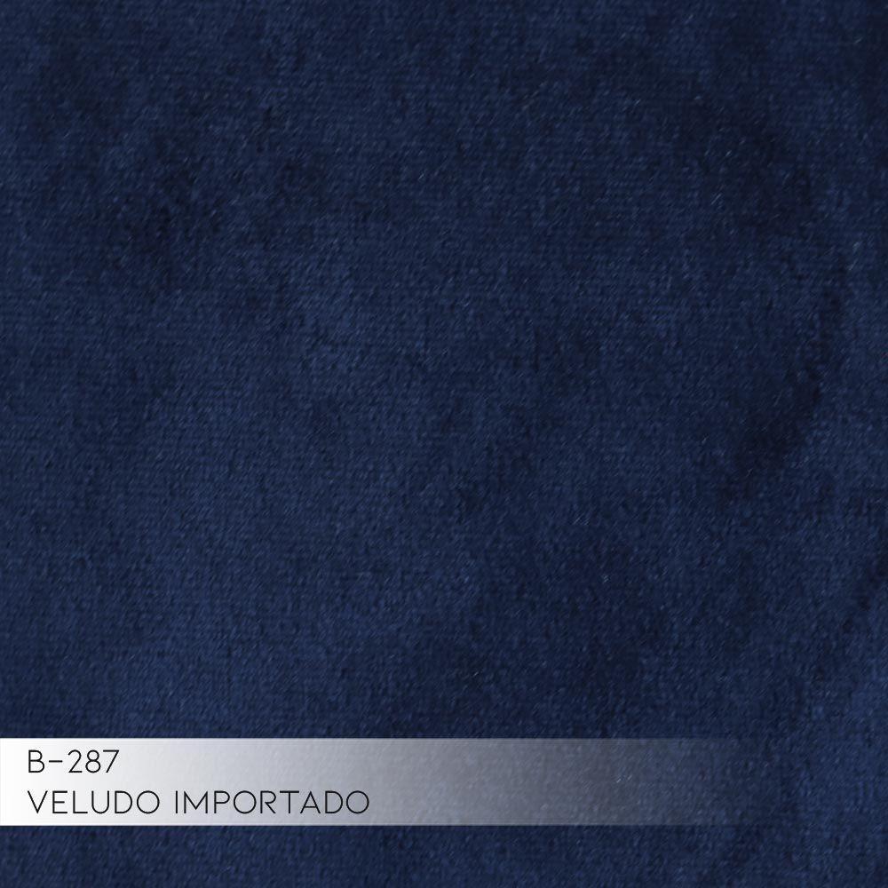 Sofá 4 Lugares com Chaise Base de Madeira 265 Cm Veludo Azul - 3