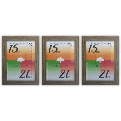 Porta-retratos Kit 3 Quadros Molduras Com Vidro