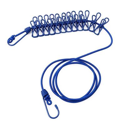 Varal Portátil Elástico 12 Prendedores Acampamento Viagem Azul