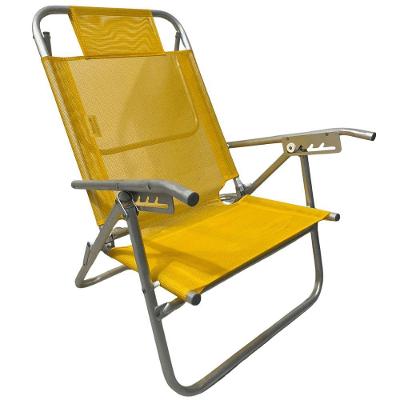 Cadeira De Praia Conforto Oversize Reclinavel 140kg Ronchetti Amarelo