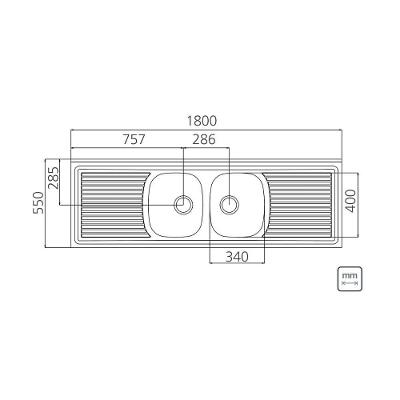 Pia De Apoio Tramontina Ribon 2c 34 Em Aço Inox 180x55 Cm