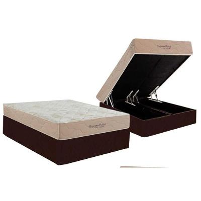 Conjunto Box Baú Queen: Colchão Molas Inovaflex Ensacadas Supreme+base Crc Corano Brown (158x198)