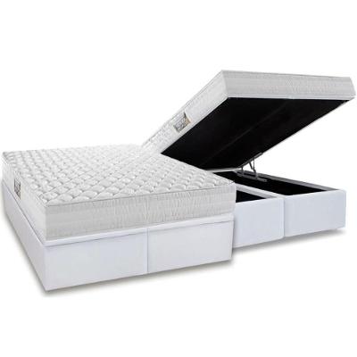 Cama Box Baú Queen: Colchão Anatômico Herval Ag65 Frontier + Base Crc Linhão White (158x198)