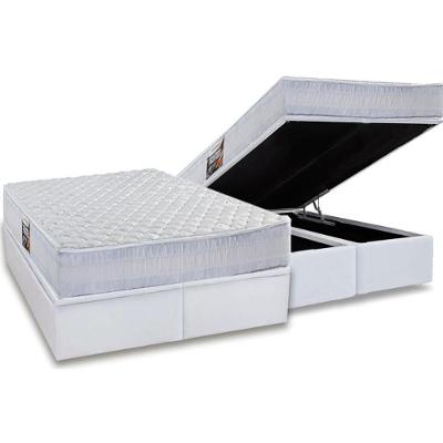 Cama Box Baú Queen: Colchão Anatômico Herval Ag65 Frontier + Base Crc Linhão White (158x198)