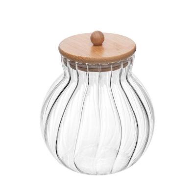 Porta Mantimentos Classic 450ML de Vidro Borossilicato com Tampa de Bambu Transparente Wolff
