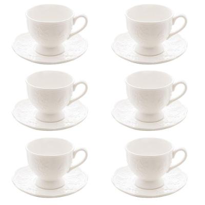 Conjunto 06 Xícaras De Chá De Porcelana New Bone Butterfly Flower 200 Ml Lyor