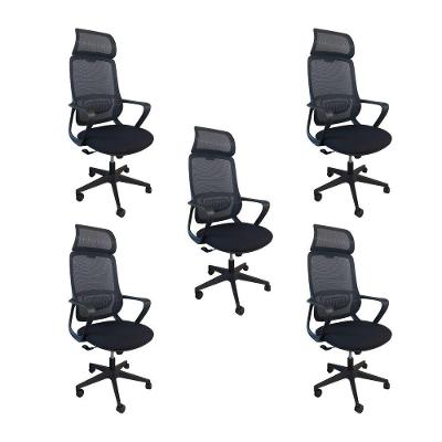 Kit 5 Cadeiras De Escritório Presidente Ergonômica Oficial Corporativa Vinci Apoio Nuca