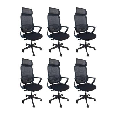 Kit 6 Cadeiras De Escritório Presidente Ergonômica Oficial Corporativa Vinci Apoio Nuca
