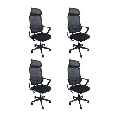 Kit 4 Cadeiras De Escritório Presidente Ergonômica Oficial Corporativa Vinci Apoio Nuca