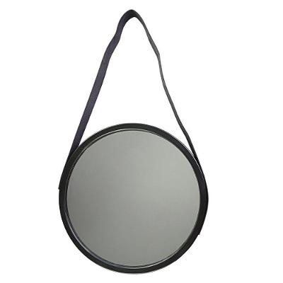 Espelho Redondo Decorativo 33cm Preto Com Alça Para Parede